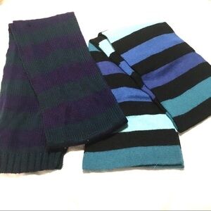 Striped Scarves Merona Knit Blue Black & Purple Set of 2 Winter Fashion Warm